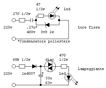 Electronic Paradise - Schemi: Spie 220v a led